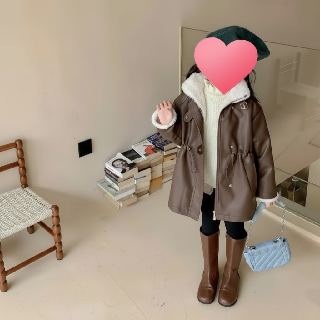 Manteau d’hiver doublure polaire pour fille — coupe mi-longue