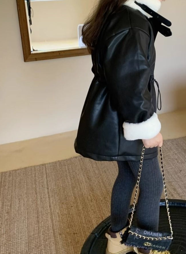 Manteau d’hiver doublure polaire pour fille — coupe mi-longue