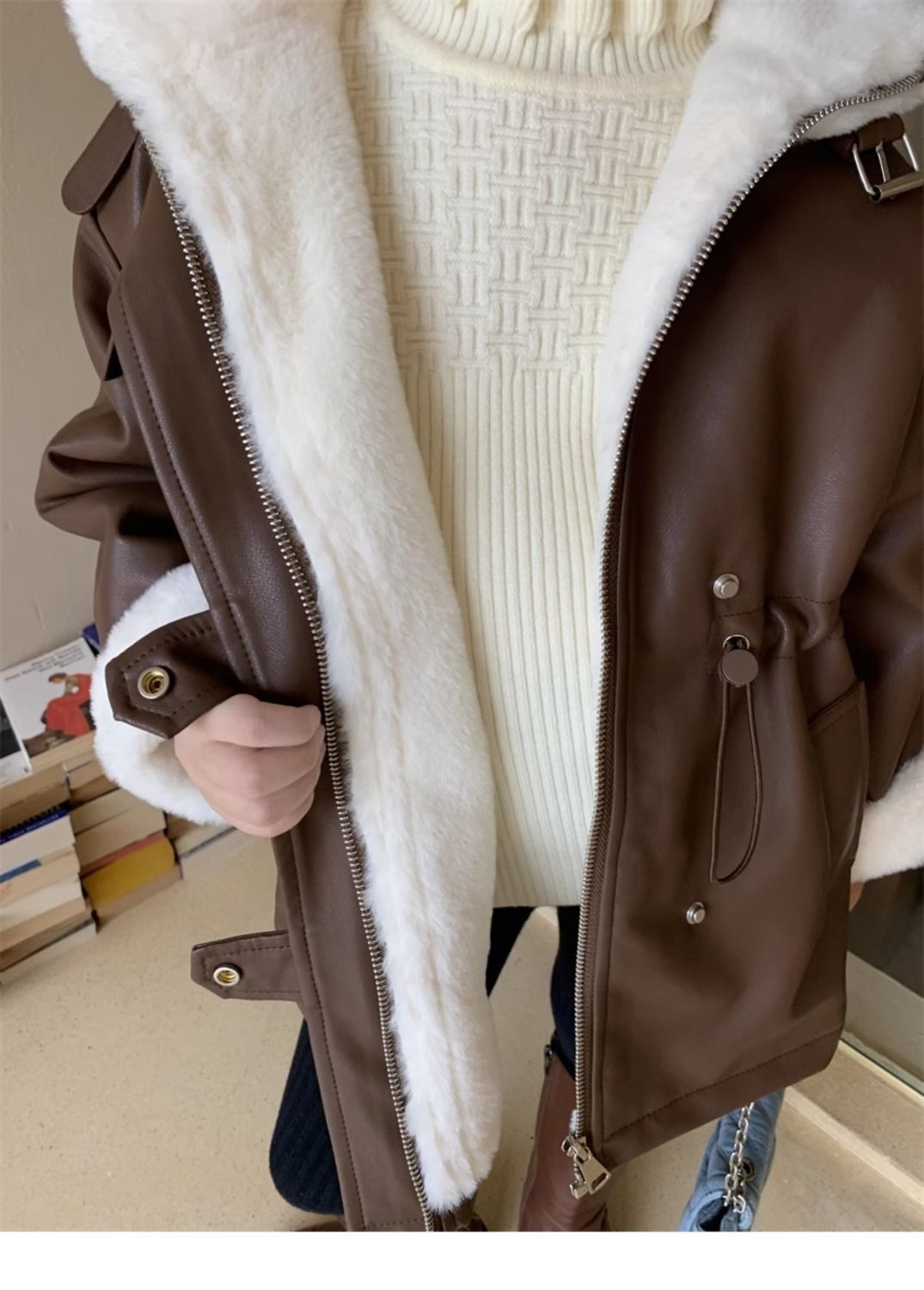 Manteau d’hiver doublure polaire pour fille — coupe mi-longue