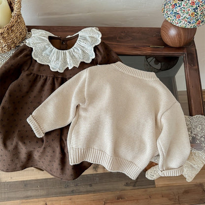 ensemble-fille-robe-marron-cardigan-beige-3