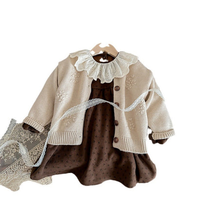 ensemble-fille-robe-marron-cardigan-beige-4
