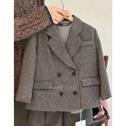 ensemble-fille-short-veste-laine-gris