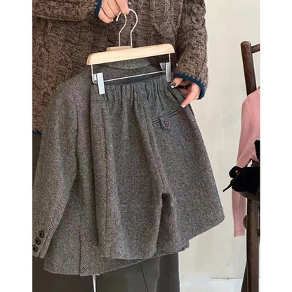 ensemble-fille-short-veste-laine-gris