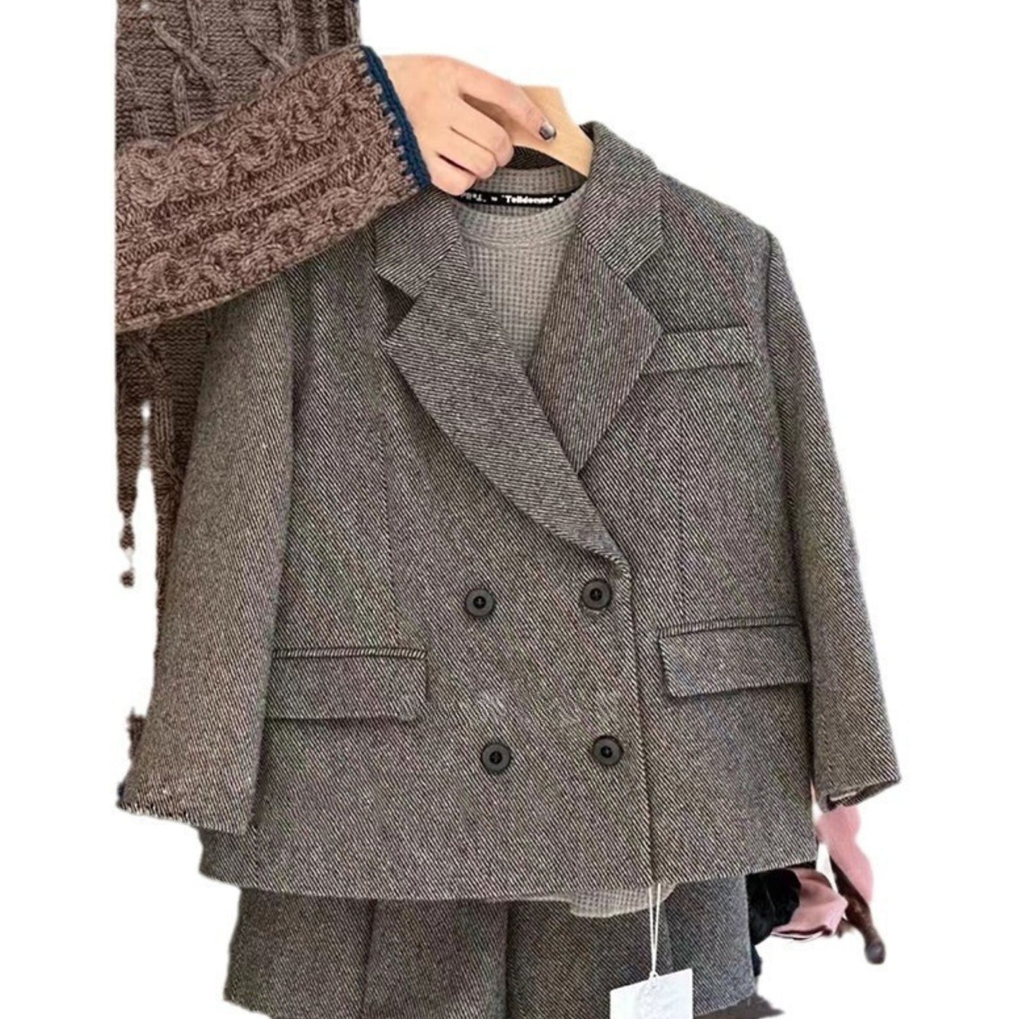 ensemble-fille-short-veste-laine-gris