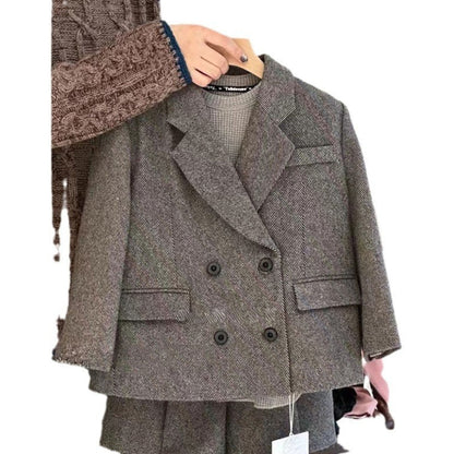 ensemble-fille-short-veste-laine-gris