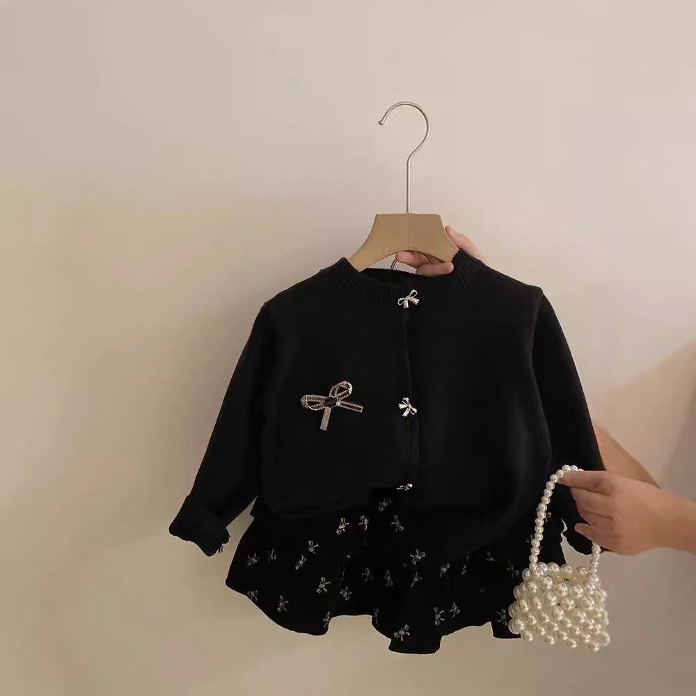 Ensemble Jupe & Gilet Tricoté Fille