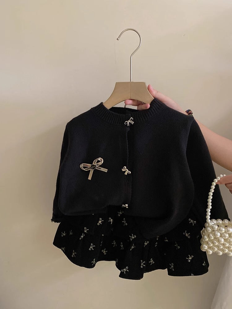 Ensemble Jupe & Gilet Tricoté Fille