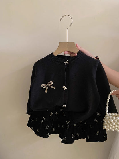 Ensemble Jupe & Gilet Tricoté Fille