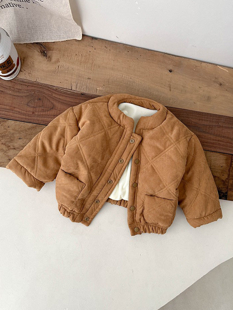 Manteau Bébé Hiver 2025 – Court Matelassé en Coton