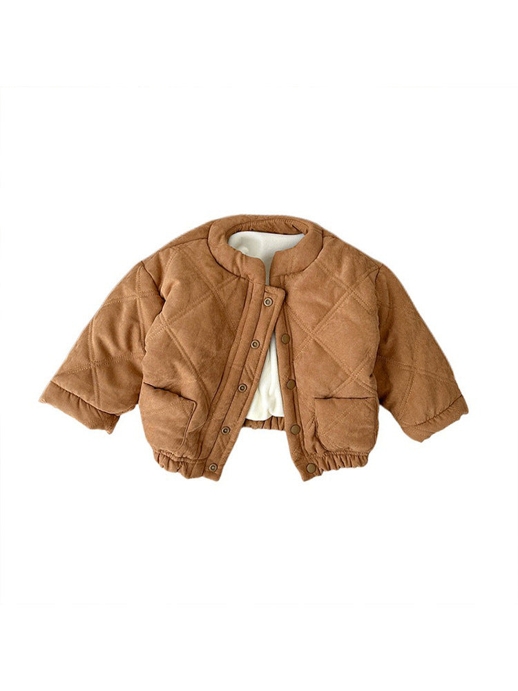 Manteau Bébé Hiver 2025 – Court Matelassé en Coton