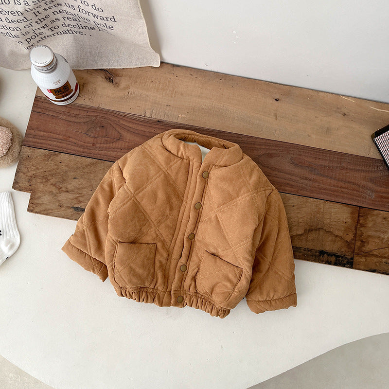 Manteau Bébé Hiver 2025 – Court Matelassé en Coton