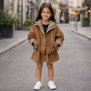 Fille ensemble jupe et veste marron ensemble fille jupe et veste assortie kids et compagnie