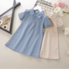 Robe polo enfant beige et bleu Robe polo enfant beige