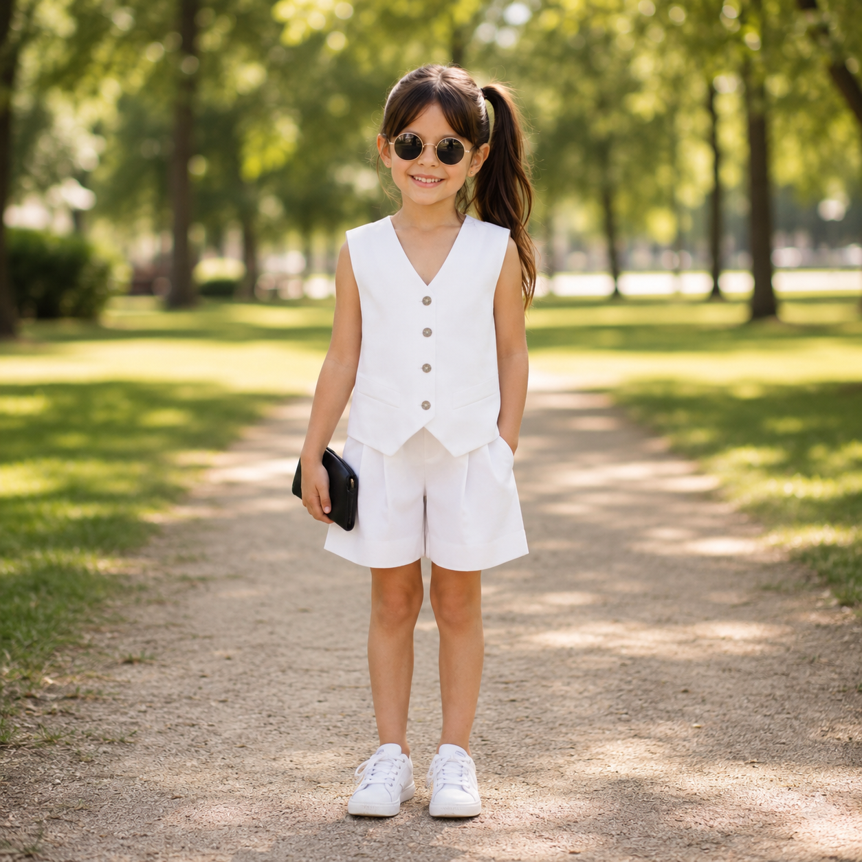 Ensemble fille short gilet