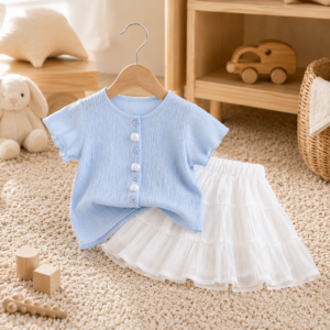 ensemble-fille-bleu-tenue-enfant-ete