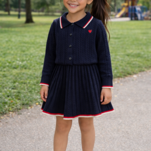 Fillette souriante dans le parc (1) robe pull fille