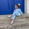 Ensemble fille bleu en coton