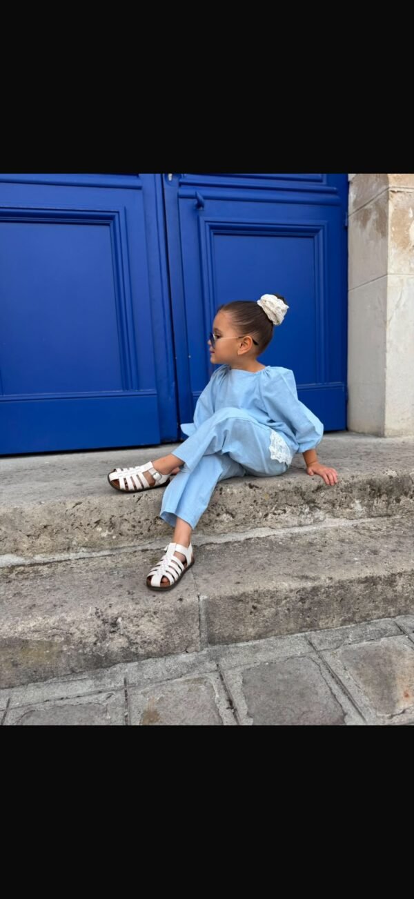 Ensemble fille bleu en coton